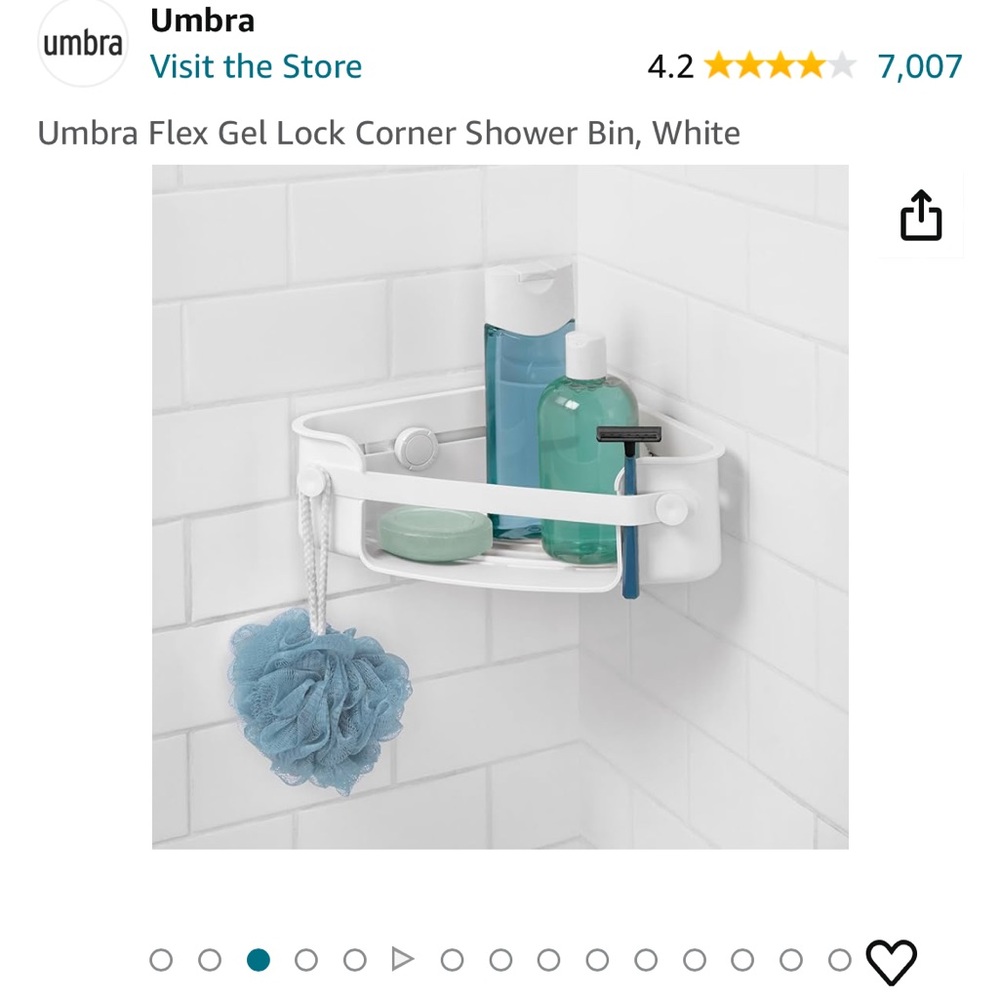 Umbra Flex Gel Lock Corner Shower Bin